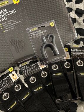 Pro Essentials heavy duty Storage Hook Set & Grip Tie Ups bundle All New